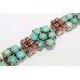Bracelet Silver Sterling 925 Jewelry Turquoise Coral Stone Women's Handmade A984